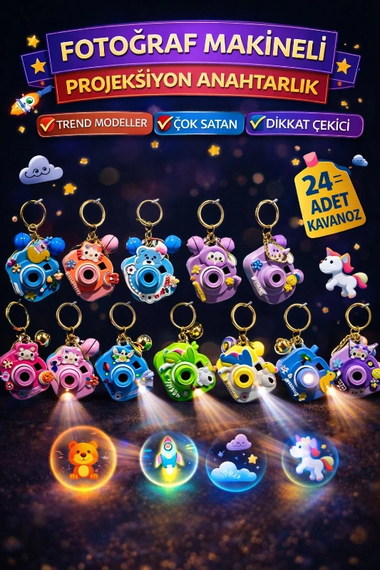 FOTOĞRAF MAKİNESİ ANAHTARLK / 24LÜ KAVANOZ